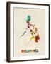 Philippines Watercolor Map-Michael Tompsett-Framed Art Print