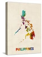 Philippines Watercolor Map-Michael Tompsett-Stretched Canvas