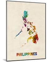 Philippines Watercolor Map-Michael Tompsett-Mounted Art Print