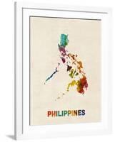 Philippines Watercolor Map-Michael Tompsett-Framed Art Print