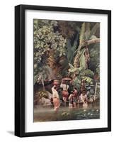 Philippino Women Washing Beneath a Banana Tree, 1863-C. W. Andrews-Framed Giclee Print