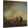 Philips Wouwerman / 'Two Horses', ca. 1650, Dutch School, Oil on panel, 33 cm x 32 cm, P02146.-PHILIPS WOUWERMAN-Stretched Canvas