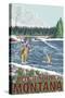 Philipsburg, Montana - Fly Fisherman-Lantern Press-Stretched Canvas