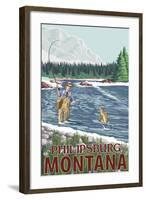 Philipsburg, Montana - Fly Fisherman-Lantern Press-Framed Art Print