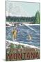 Philipsburg, Montana - Fly Fisherman-Lantern Press-Mounted Art Print
