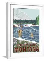 Philipsburg, Montana - Fly Fisherman-Lantern Press-Framed Art Print