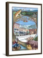 Philipsburg, Montana Montage-Lantern Press-Framed Art Print