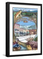 Philipsburg, Montana Montage-Lantern Press-Framed Art Print
