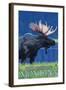 Philipsburg, Montana - Moonlight Moose-Lantern Press-Framed Art Print