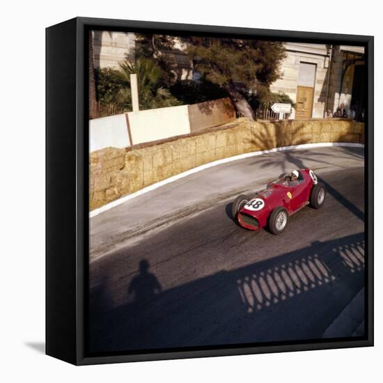 Phill Hill Racing a Ferrari D246, Monaco Grand Prix, Monte Carlo, 1959-null-Framed Stretched Canvas