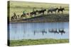 Philmont Cavalcade Ride Along Pond with Reflection, Cimarron, New Mexico-Maresa Pryor-Stretched Canvas