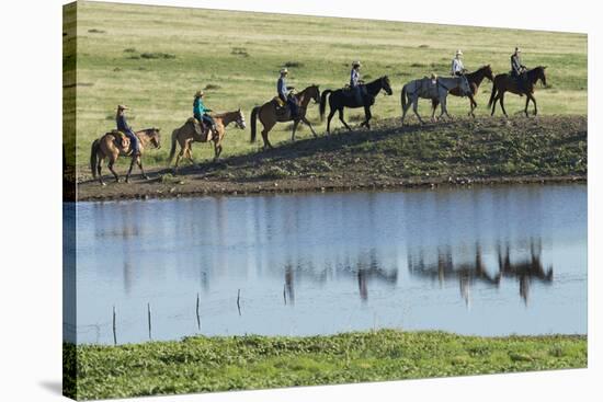 Philmont Cavalcade Ride Along Pond with Reflection, Cimarron, New Mexico-Maresa Pryor-Stretched Canvas