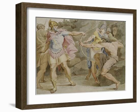 Philoctetes Aiming the Bow of Hercules at Odysseus, 1790-Asmus Jacob Carstens-Framed Giclee Print