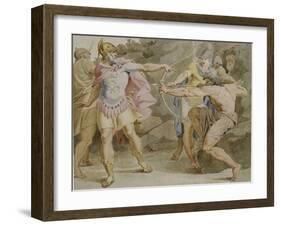 Philoctetes Aiming the Bow of Hercules at Odysseus, 1790-Asmus Jacob Carstens-Framed Giclee Print