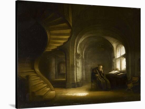 Philosophe au livre ouvert-Salomon Koninck-Stretched Canvas