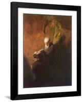 Philosopher Reading-Rembrandt van Rijn-Framed Art Print