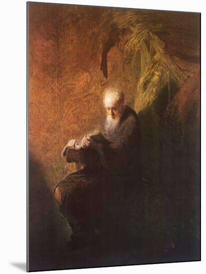 Philosopher Reading-Rembrandt van Rijn-Mounted Art Print