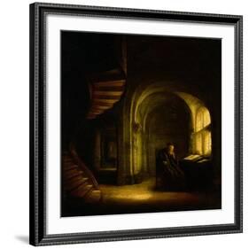 Philosopher with an Open Book, 1625-7-Rembrandt van Rijn-Framed Giclee Print