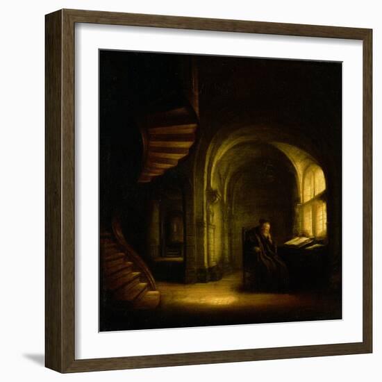 Philosopher with an Open Book, 1625-7-Rembrandt van Rijn-Framed Giclee Print