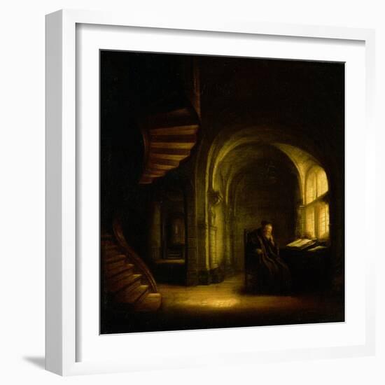 Philosopher with an Open Book, 1625-7-Rembrandt van Rijn-Framed Giclee Print