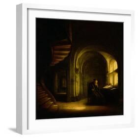 Philosopher with an Open Book, 1625-7-Rembrandt van Rijn-Framed Giclee Print