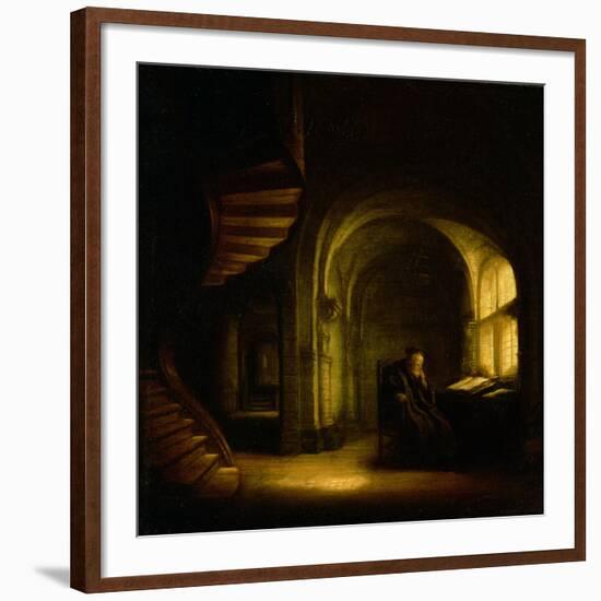 Philosopher with an Open Book, 1625-7-Rembrandt van Rijn-Framed Giclee Print