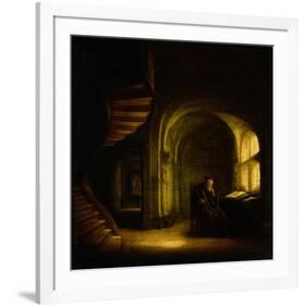 Philosopher with an Open Book, 1625-7-Rembrandt van Rijn-Framed Giclee Print