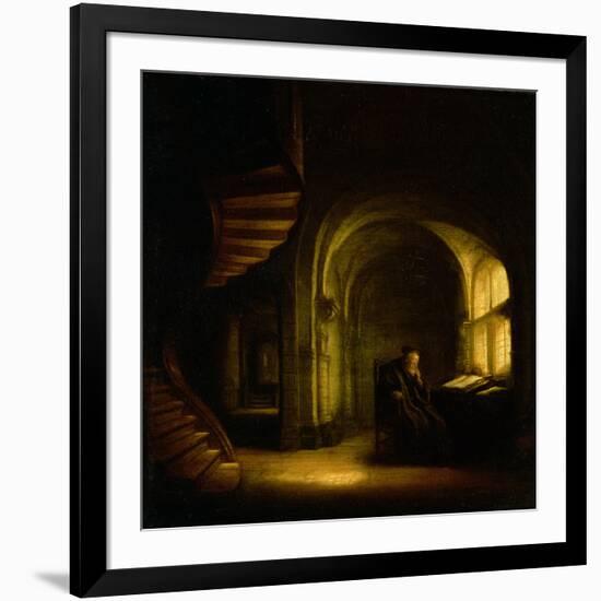 Philosopher with an Open Book, 1625-7-Rembrandt van Rijn-Framed Giclee Print