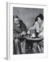 Philosopher Writer Jean Paul Sartre and Simone de Beauvoir Taking Tea Together-David Scherman-Framed Premium Photographic Print