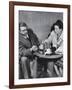 Philosopher Writer Jean Paul Sartre and Simone de Beauvoir Taking Tea Together-David Scherman-Framed Premium Photographic Print