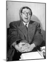 Philosopher Writer Jean Paul Sartre Making a Difficult Point, with His Eyes Going in Two Directions-David Scherman-Mounted Premium Photographic Print