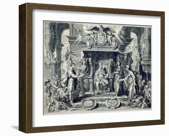 Philosophical Thesis of Ligeza with the Portrait of Sigismund III (1566-1632) 1628 (Engraving)-Schelte Adams Bolswert-Framed Giclee Print