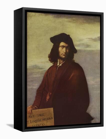 Philosophy, self portrait by Italian artist Salvator Rosa-Salvator Rosa-Framed Stretched Canvas