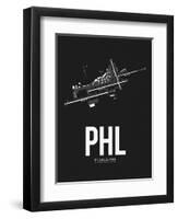 PHL Philadelphia Airport Black-NaxArt-Framed Art Print