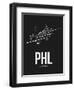 PHL Philadelphia Airport Black-NaxArt-Framed Art Print