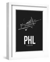 PHL Philadelphia Airport Black-NaxArt-Framed Art Print