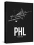 PHL Philadelphia Airport Black-NaxArt-Stretched Canvas