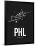 PHL Philadelphia Airport Black-NaxArt-Framed Art Print