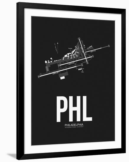 PHL Philadelphia Airport Black-NaxArt-Framed Art Print