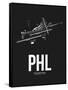 PHL Philadelphia Airport Black-NaxArt-Framed Stretched Canvas