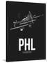 PHL Philadelphia Airport Black-NaxArt-Stretched Canvas