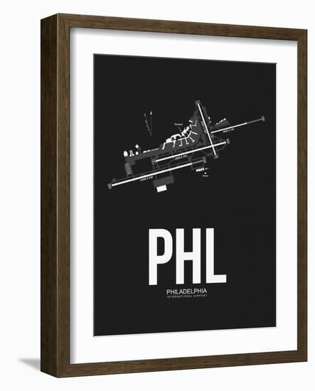 PHL Philadelphia Airport Black-NaxArt-Framed Art Print