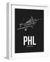 PHL Philadelphia Airport Black-NaxArt-Framed Art Print