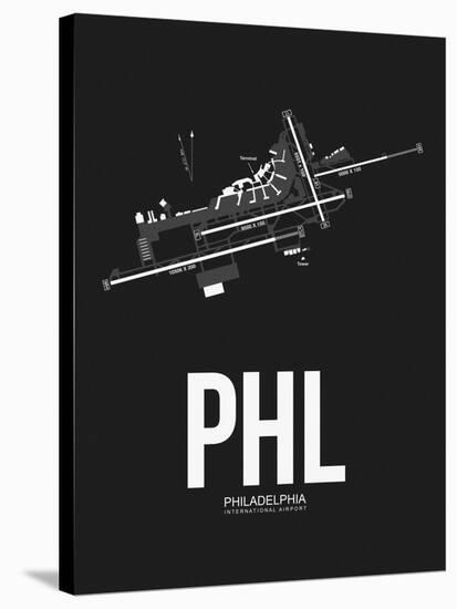 PHL Philadelphia Airport Black-NaxArt-Stretched Canvas