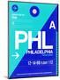 PHL Philadelphia Luggage Tag 1-NaxArt-Mounted Art Print