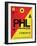 PHL Philadelphia Luggage Tag 2-NaxArt-Framed Art Print