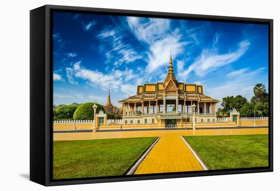 Phnom Penh Tourist Attraction and Famouse Landmark - Royal Palace Complex, Cambodia-DR Travel Photo and Video-Framed Stretched Canvas