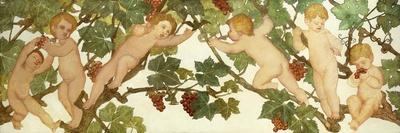 Putti Frolicking in a Vineyard-Phoebe Anna Traquair-Framed Stretched Canvas