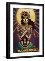 Phoenix, Arizona - Day of the Dead Crossbones-Lantern Press-Framed Art Print