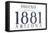 Phoenix, Arizona - Established Date (Blue)-Lantern Press-Framed Stretched Canvas